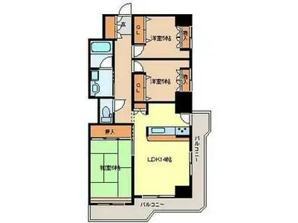 シャングリラ花京院(3LDK/3階)の間取り写真