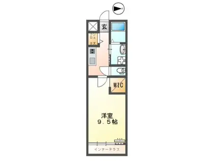 PRUNIER(1K/1階)の間取り写真