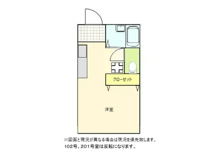 プールサイド(ワンルーム/1階)の間取り写真