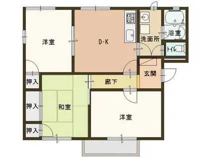 グリーンコート西明石 A(3DK/1階)の間取り写真