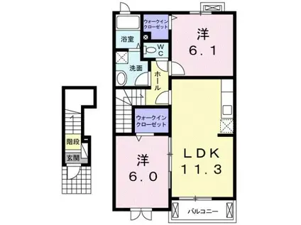パラッツオ エレガンテ(2LDK/2階)の間取り写真