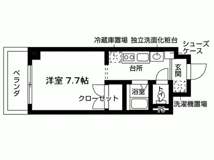 バウスクロス日進竹の山(1K/1階)の間取り写真