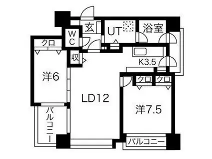 ノヴァ知事公館前(2LDK/5階)の間取り写真