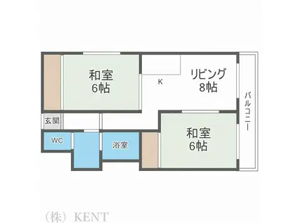 和興一ビル(2LDK/4階)の間取り写真