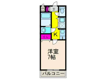 ウインズコート荘園(1K/2階)の間取り写真