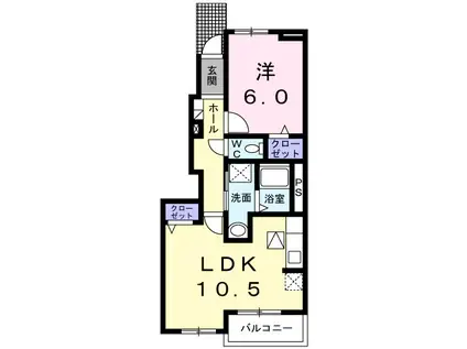 メゾンドラフレB(1LDK/1階)の間取り写真