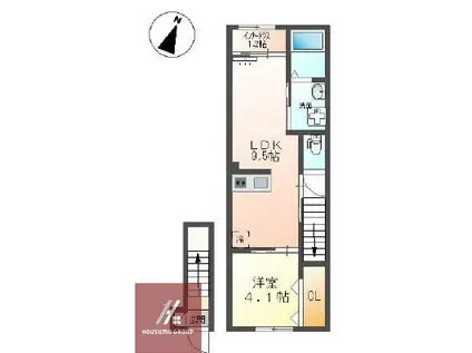 螢池中町アパート(1LDK/2階)の間取り写真