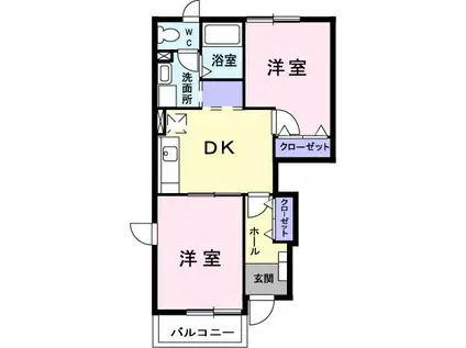 エレガント・カーサ(2DK/1階)の間取り写真