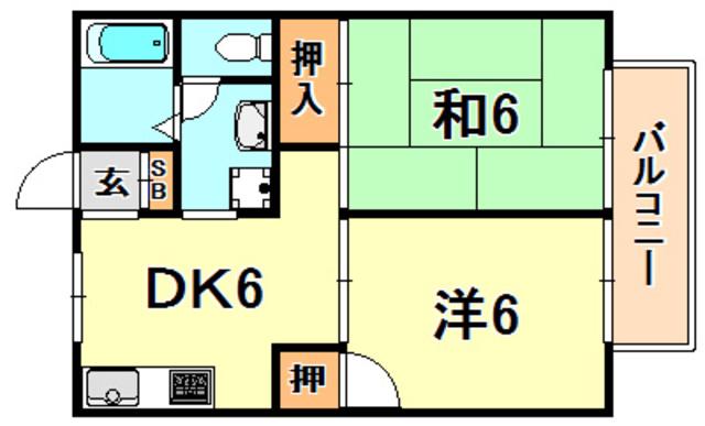 ピアン広町(2DK/1階)の間取り写真