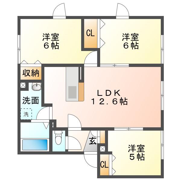 グランドソレイユII(3LDK/2階)の間取り写真