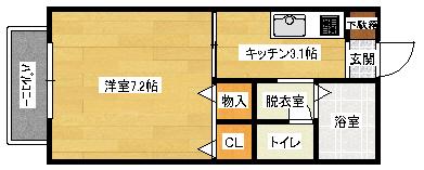 カーサKAWAUTI(1K/2階)の間取り写真