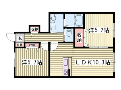 ソレイユ高浜(2LDK/1階)の間取り写真