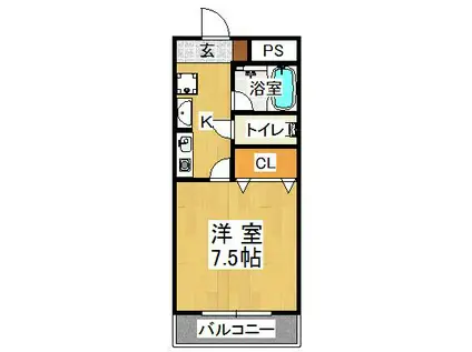 シーショア垂水(1K/4階)の間取り写真