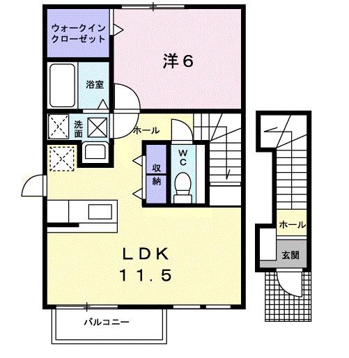 アブニール(1LDK/2階)の間取り写真