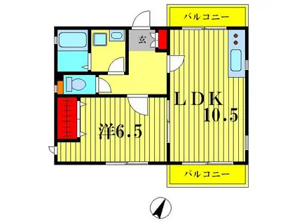 YBブライトンヒルズ(1LDK/3階)の間取り写真