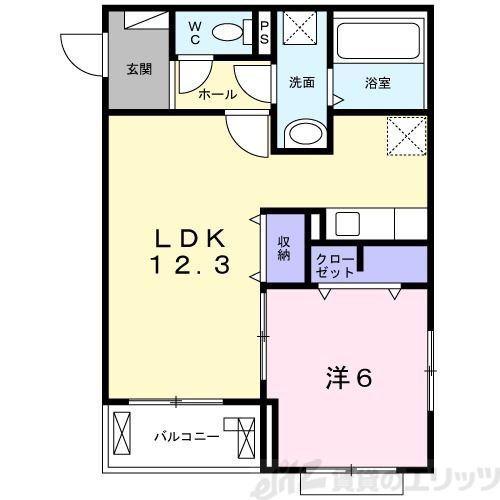 ヴィアソーレ摂津(1LDK/2階)の間取り写真