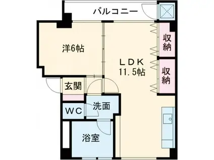 レジデンスカープ請地(1LDK/2階)の間取り写真