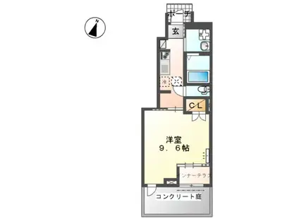 グリシーヌ シーバ(1K/1階)の間取り写真