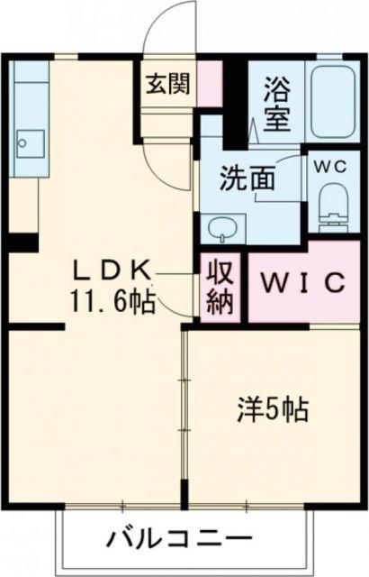 アドバンテージ A棟(1LDK/1階)の間取り写真