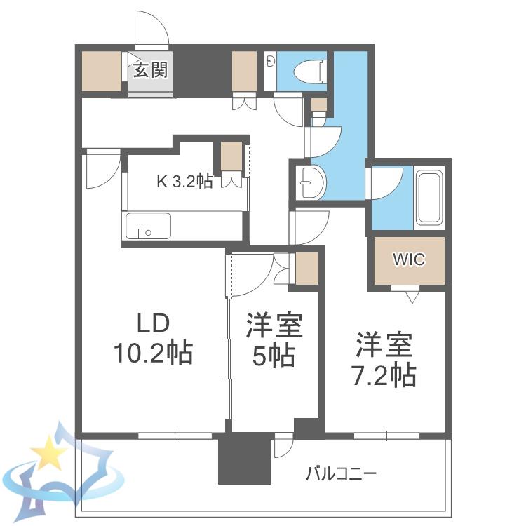 ONE札幌ステーションタワー(2LDK/29階)の間取り写真