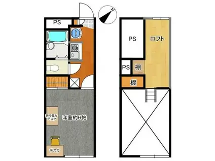 CRANEII(1K/2階)の間取り写真