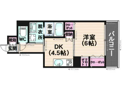 ルークス高宮(1DK/2階)の間取り写真