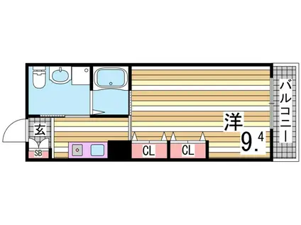 アルバ谷上(1K/3階)の間取り写真