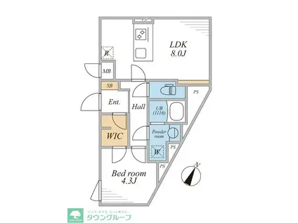 LEGLAND三軒茶屋サウス(1K/4階)の間取り写真