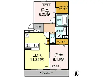 GLORIOUS K(2LDK/2階)の間取り写真