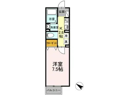 メゾンド プランドール(1K/2階)の間取り写真