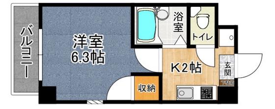 シャンス増岡(1K/2階)の間取り写真