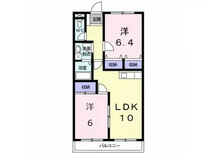 ハッピーシティ庄南(2LDK/2階)の間取り写真