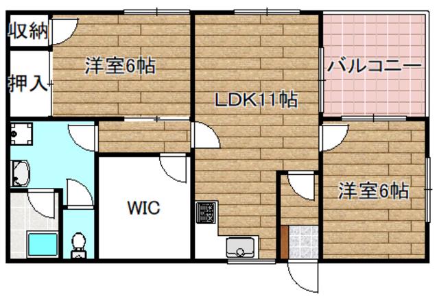 高槻ハイツ(2LDK/1階)の間取り写真