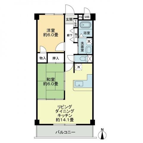 フォブールミナミ(2LDK/3階)の間取り写真