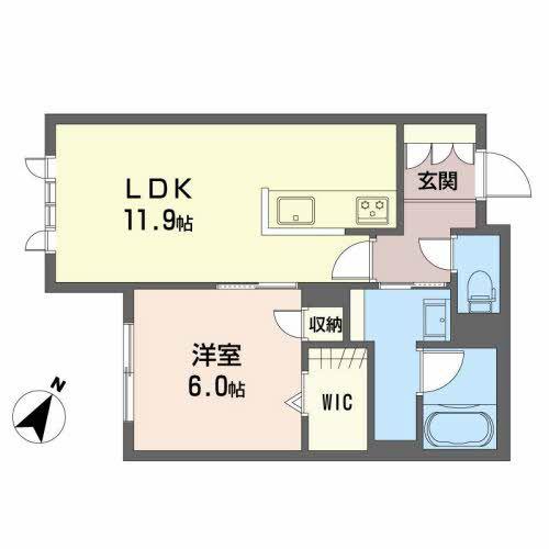 シャーメゾン可部南(1LDK/1階)の間取り写真