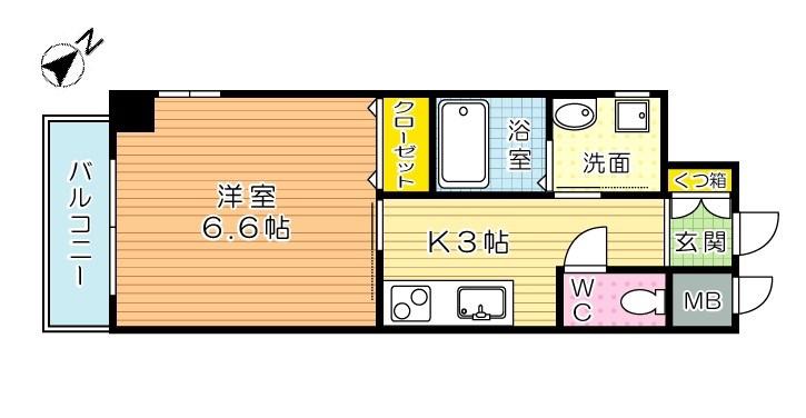 ピノ到津(1K/5階)の間取り写真