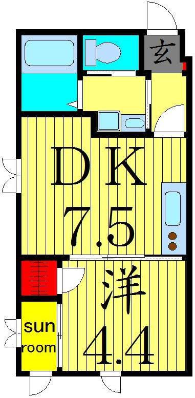ラヴィエント綾瀬(1DK/1階)の間取り写真