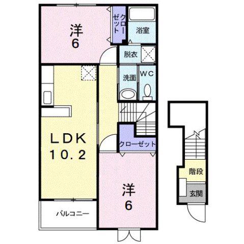 サニーヴィラI(2LDK/2階)の間取り写真