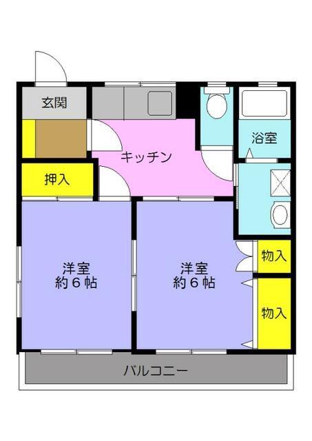 グランデュール武蔵野(2K/1階)の間取り写真
