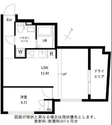 オーキッドレジデンス代々木イースト(1LDK/1階)の間取り写真