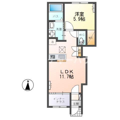 水戸市堀町アパート(1LDK/1階)の間取り写真