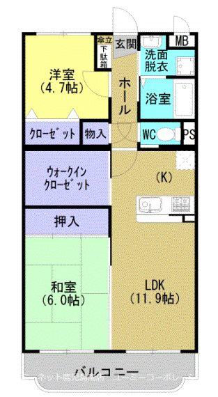 サンライズK(2SLDK/2階)の間取り写真