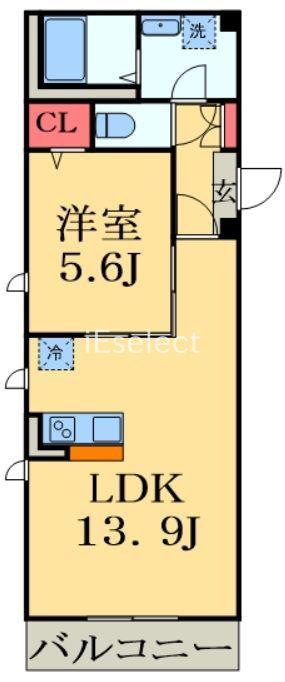 ラ・パートメント千葉(1LDK/4階)の間取り写真