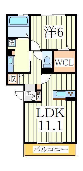 ブリランテA(1LDK/3階)の間取り写真