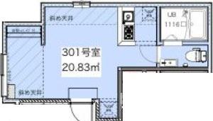 モデルノ(1DK/3階)の間取り写真