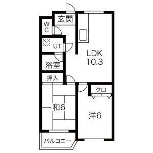 シーバハイツ(2LDK/2階)の間取り写真