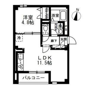 ラ・パートメント本千葉(1LDK/1階)の間取り写真