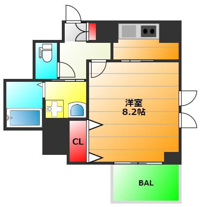 カイセイ本町通(1K/11階)の間取り写真