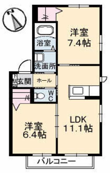 ファミーリエN(2LDK/2階)の間取り写真