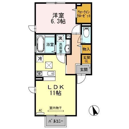 インサイドモート(1LDK/1階)の間取り写真